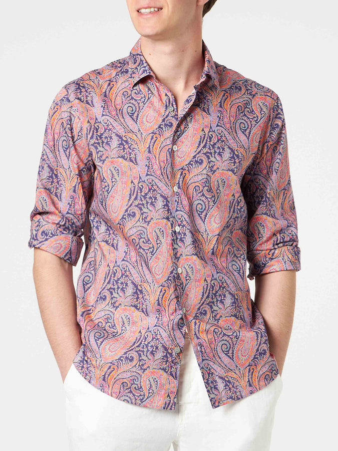 Mc2 Saint Barth Camicia da uomo Sikelia in mussola di cotone con stampa paisley | EDIZIONE SPECIALE LIBERTY