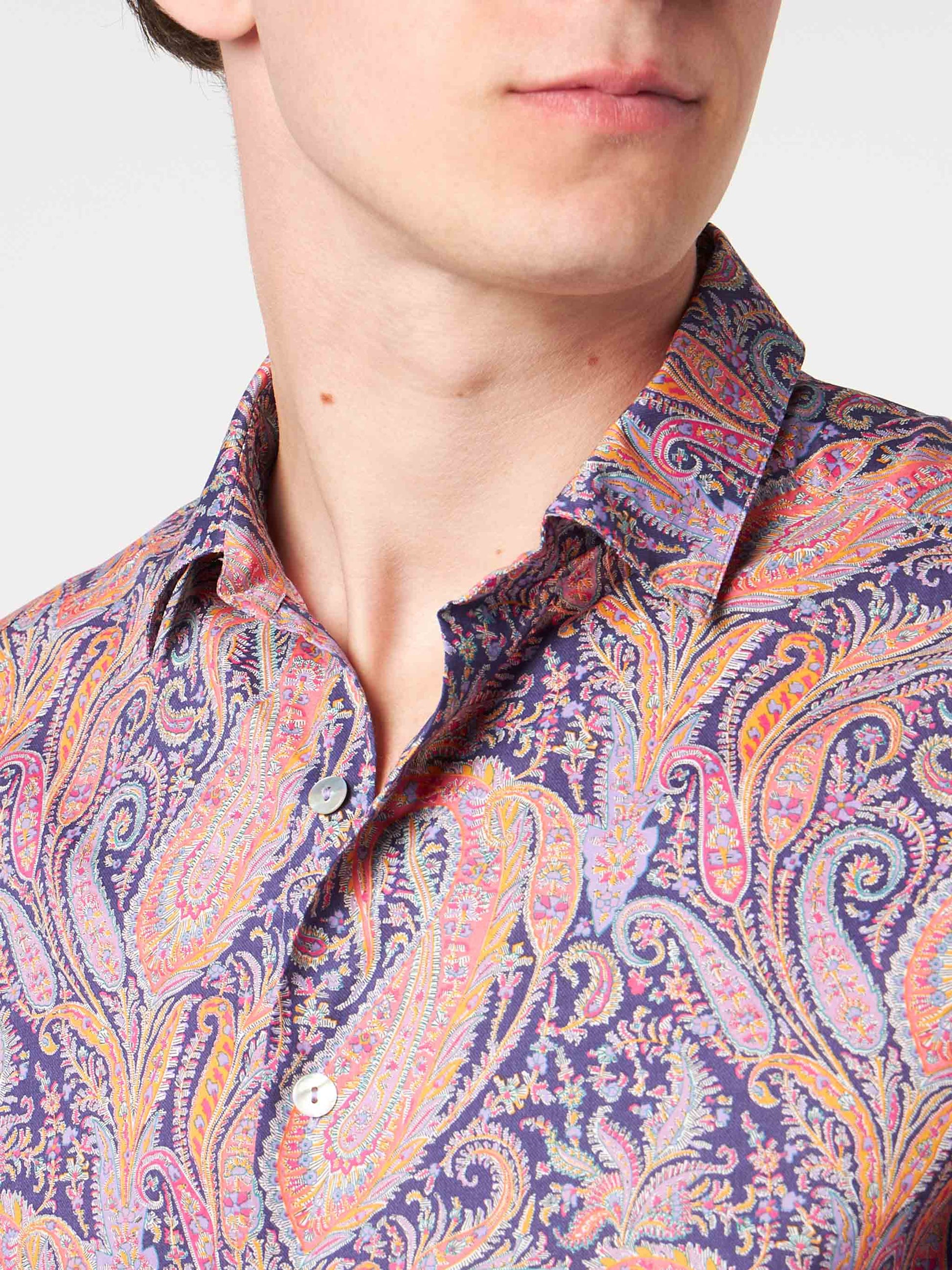 Man muslin cotton Sikelia shirt with paisley print | Made with Liberty fabric - MC2 Saint Barth