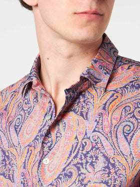 Man muslin cotton Sikelia shirt with paisley print | Made with Liberty fabric - MC2 Saint Barth