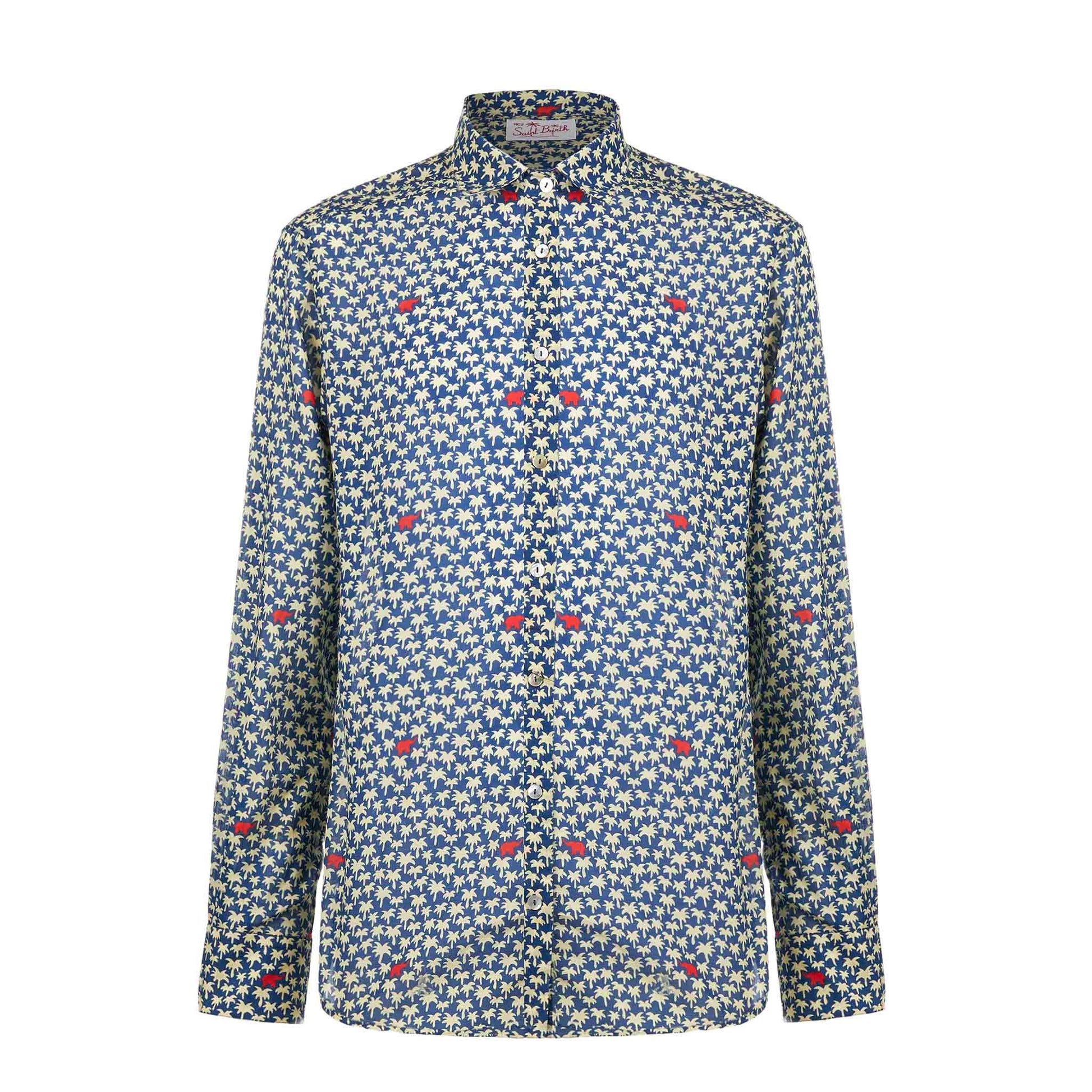 Man muslin cotton Sikelia shirt with palm print - MC2 Saint Barth