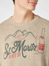 Herrenpullover mit St. Moritz-Aufdruck