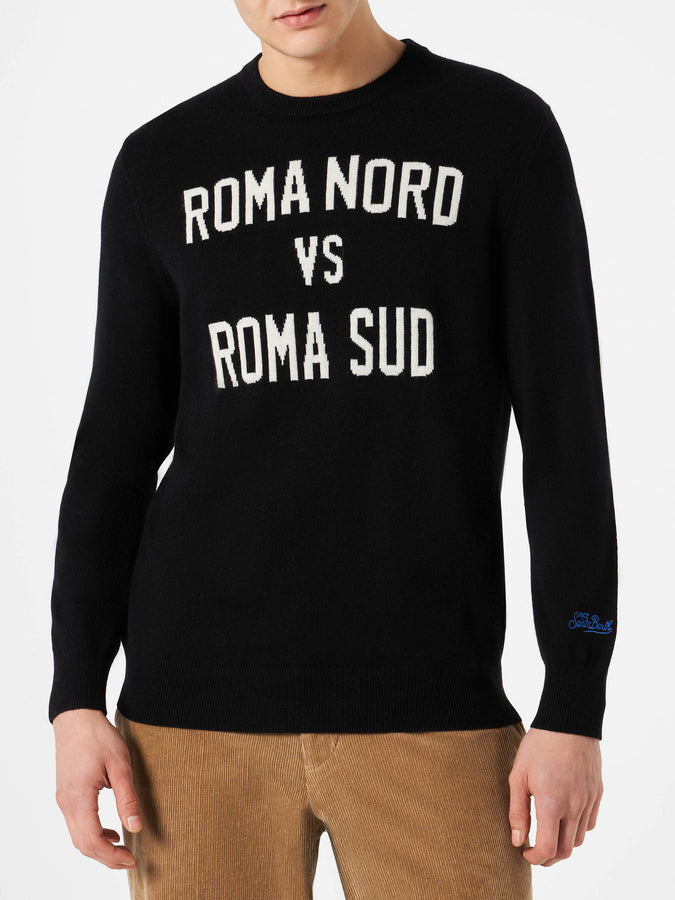 Mc2 Saint Barth Maglia da uomo nera stampa Roma Nord vs Roma Sud