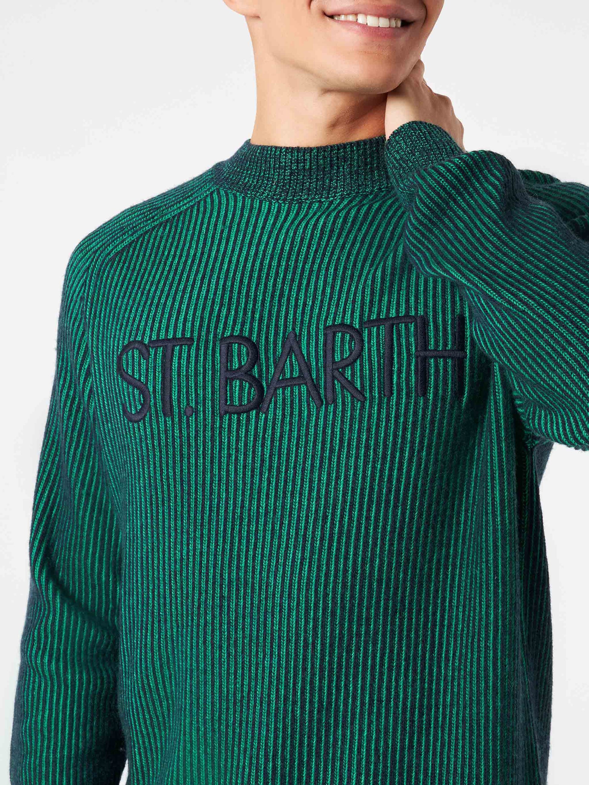 Man green half-turtleneck ribbed sweater - MC2 Saint Barth