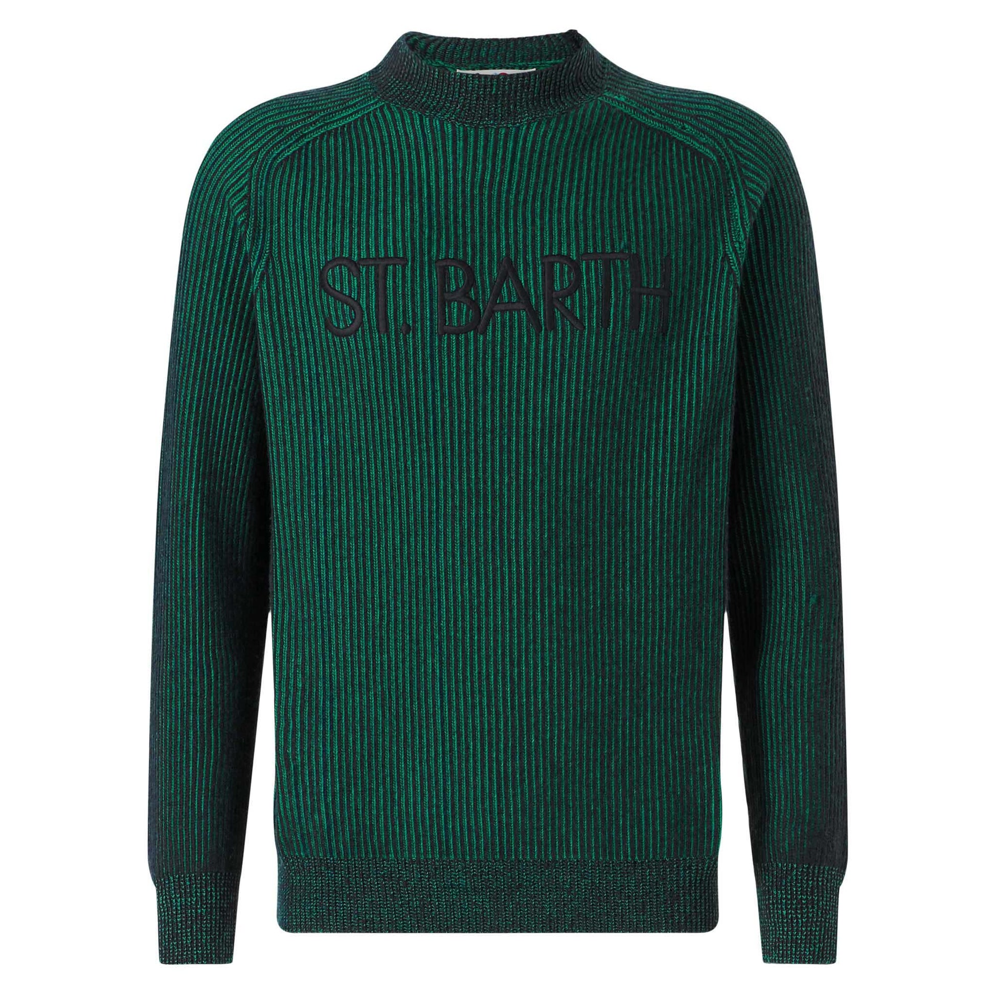 Man green half-turtleneck ribbed sweater - MC2 Saint Barth