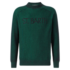 Man green half-turtleneck ribbed sweater - MC2 Saint Barth
