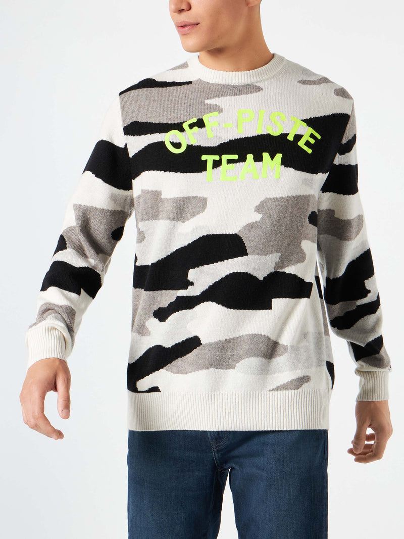 Herrenpullover mit Off-Piste-Team-Camouflage-Print