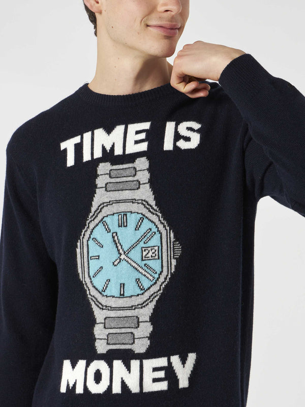 Maglia da uomo con ricamo Time is money