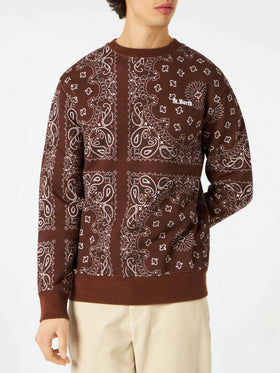 Man crewneck sweatshirt with brown bandanna print - MC2 Saint Barth
