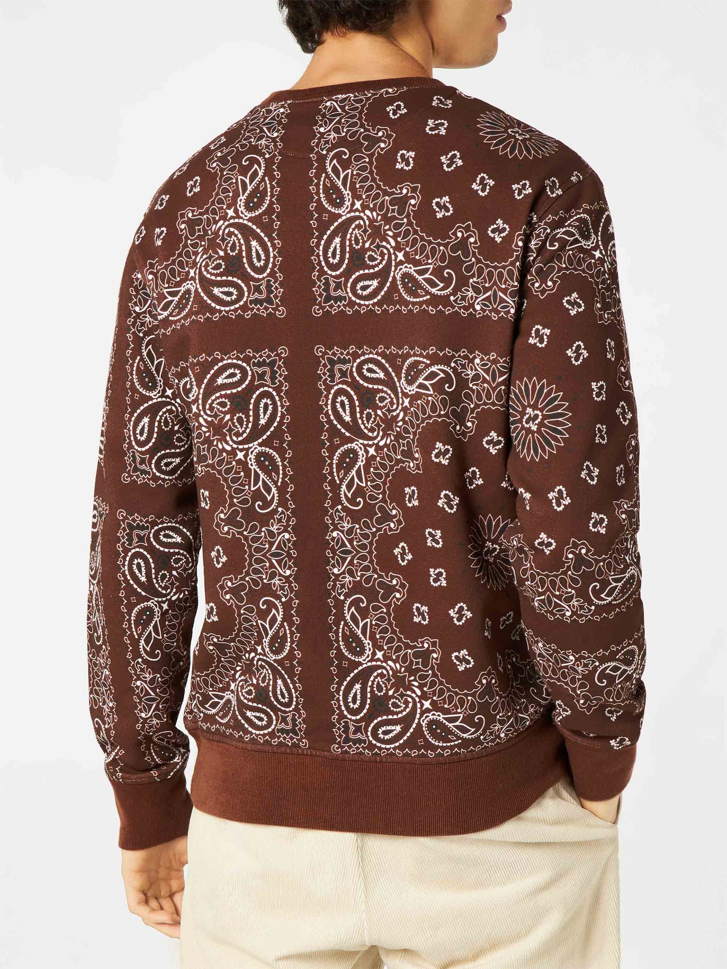 Man crewneck sweatshirt with brown bandanna print - MC2 Saint Barth
