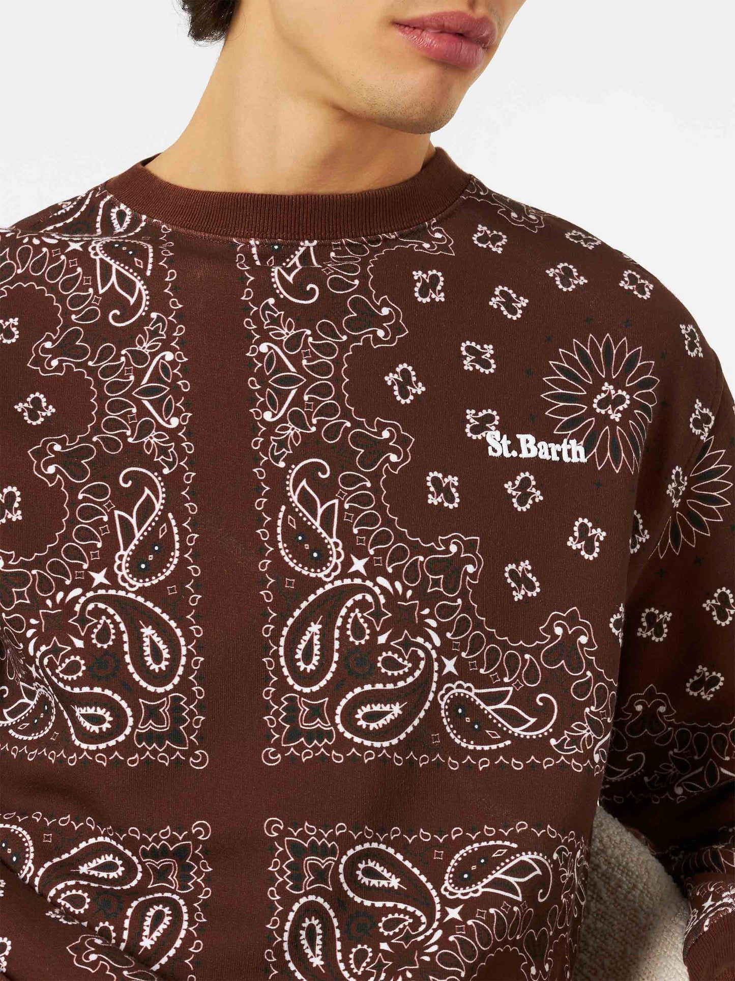 Man crewneck sweatshirt with brown bandanna print - MC2 Saint Barth