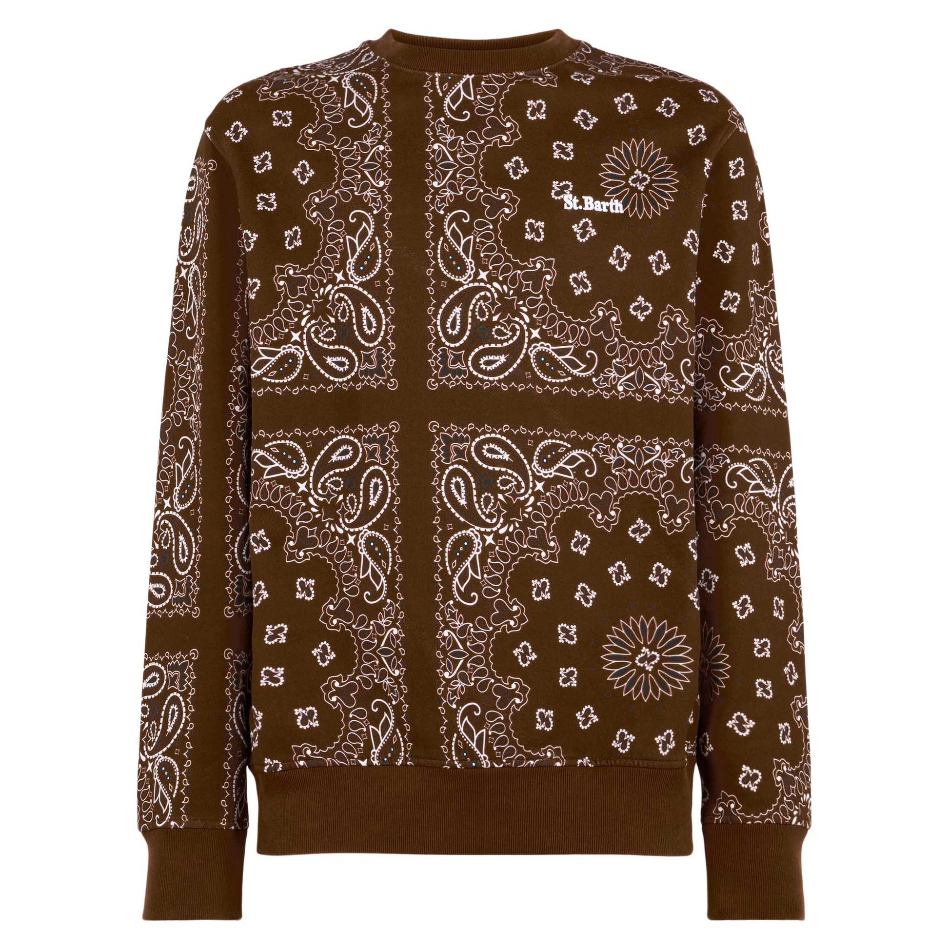 Man crewneck sweatshirt with brown bandanna print - MC2 Saint Barth