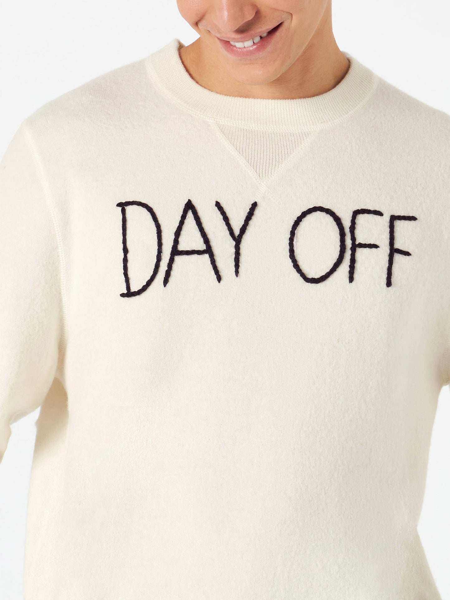 Man crewneck knitted sweater with Day Off embroidery - MC2 Saint Barth