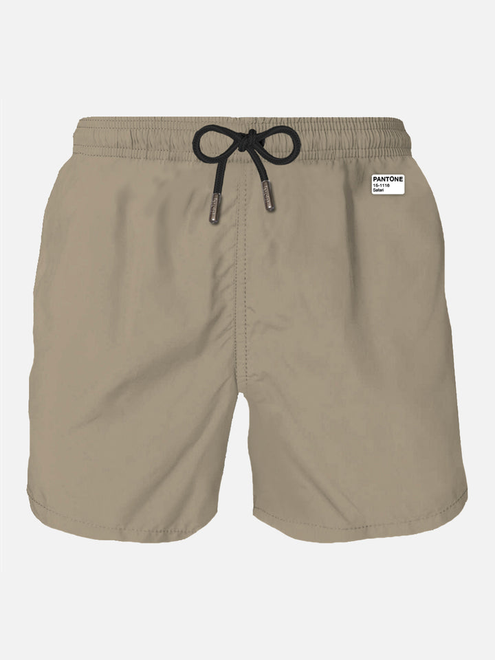Man beige lightweight swim shorts Lighting Pantone | PANTONE® SPECIAL EDITION - MC2 Saint Barth