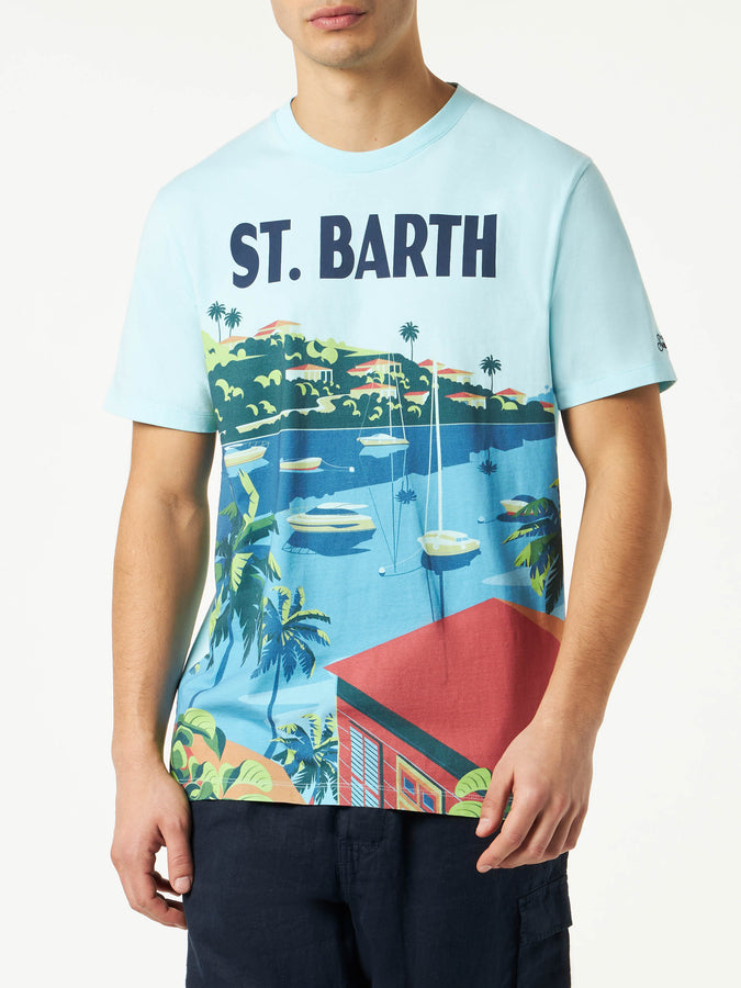 Mc2 Saint Barth T-shirt da uomo in cotone con stampa cartolina Saint Barth