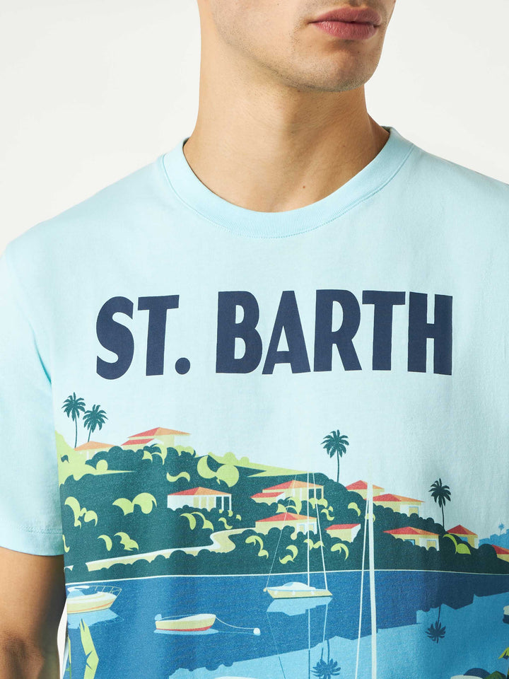 Man cotton t-shirt with Saint Barth postcard print - MC2 Saint Barth