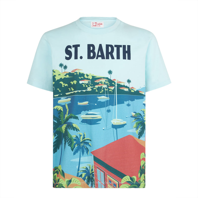 T-shirt da uomo in cotone con stampa cartolina Saint Barth