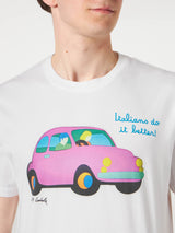 T-shirt da uomo in cotone con stampa Lodola Car | MARCO LODOLA ARTE EDIZIONE SPECIALE