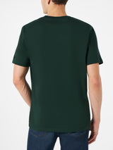 Herren waldgrünes T-Shirt mit Autoaufdruck | Fiat 500 Sonderedition