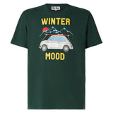 Herren waldgrünes T-Shirt mit Autoaufdruck | Fiat 500 Sonderedition