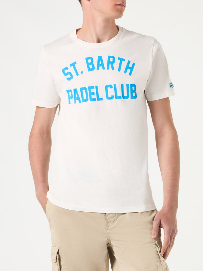 Mc2 Saint Barth T-shirt da uomo in cotone trattamento vintage con stampa St. Barth Padel Club