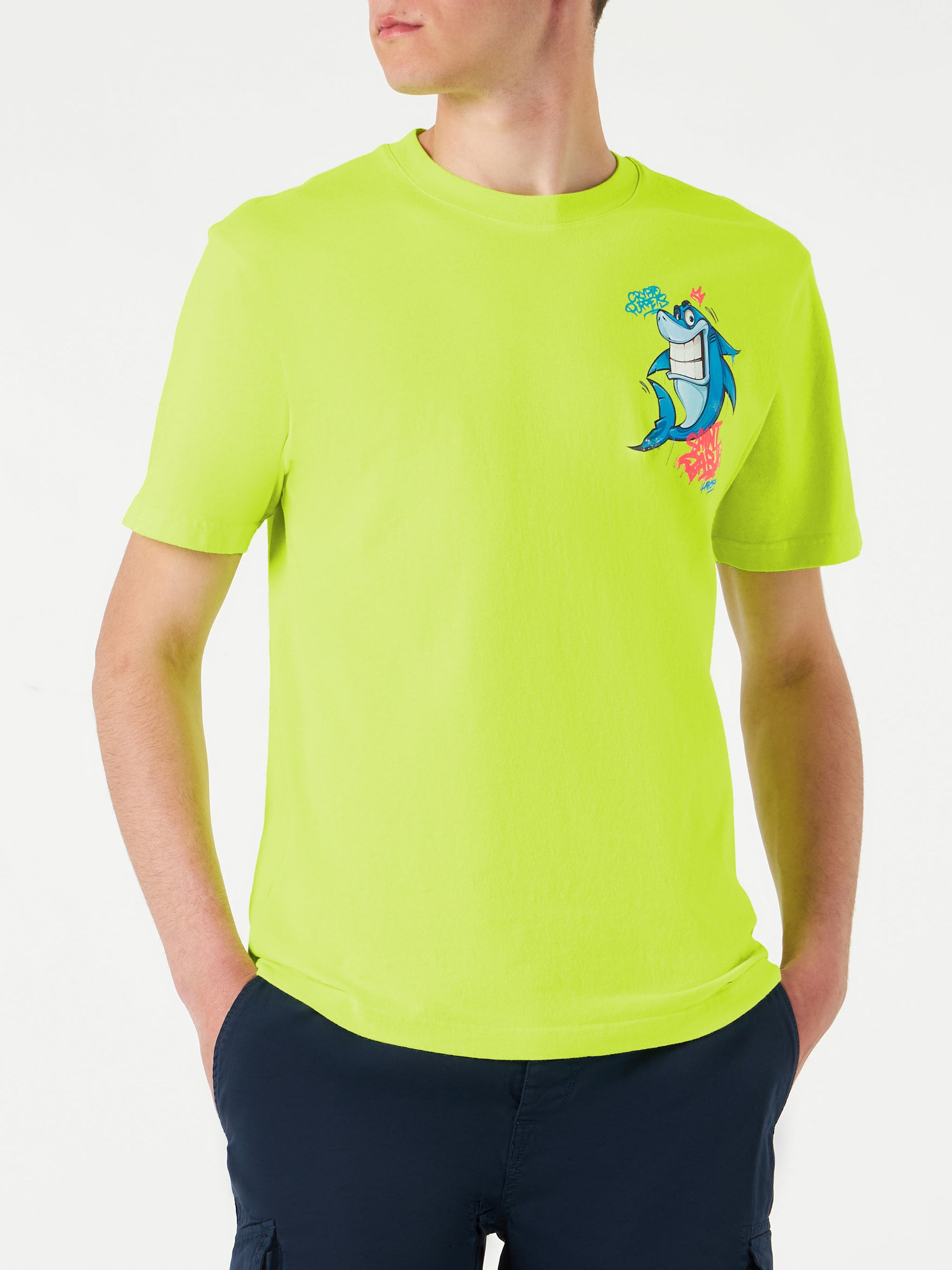 Man t-shirt with shark print | CRYPTO PUPPETS® SPECIAL EDITION - MC2 Saint Barth
