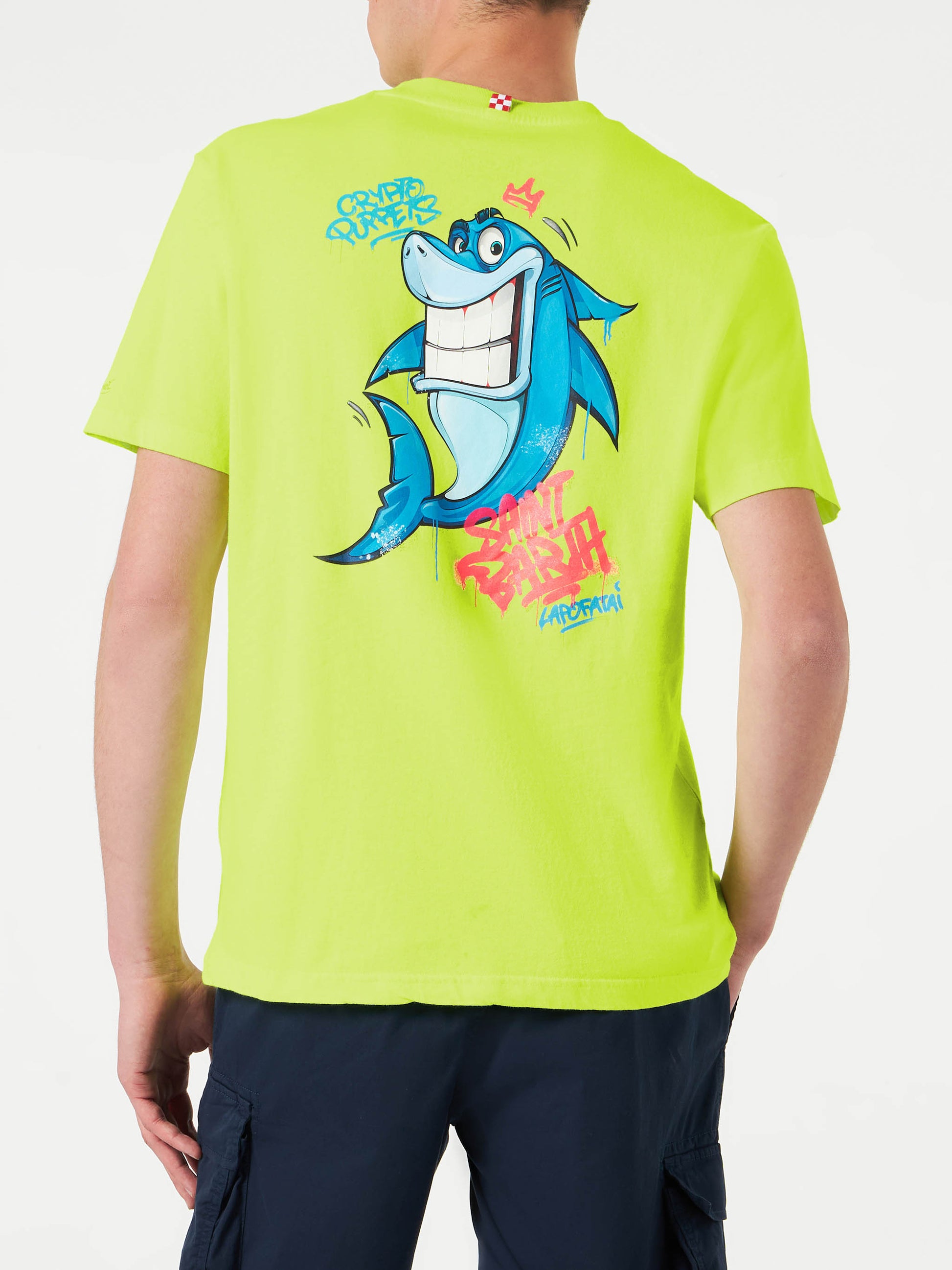 Man t-shirt with shark print | CRYPTO PUPPETS® SPECIAL EDITION - MC2 Saint Barth