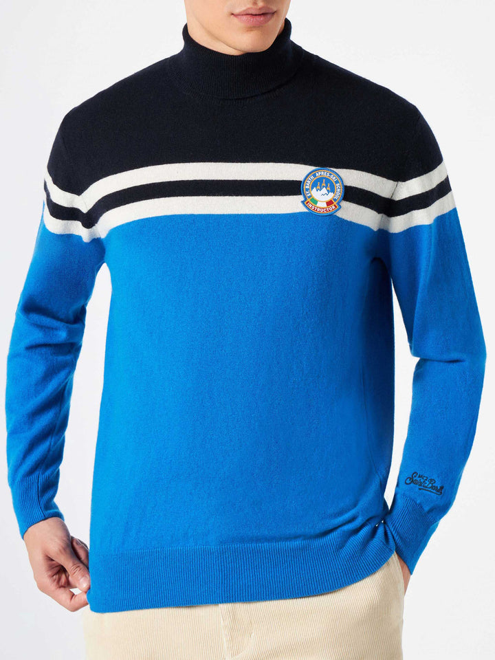 Maglione dolcevita in MISTO CASHMERE con patch