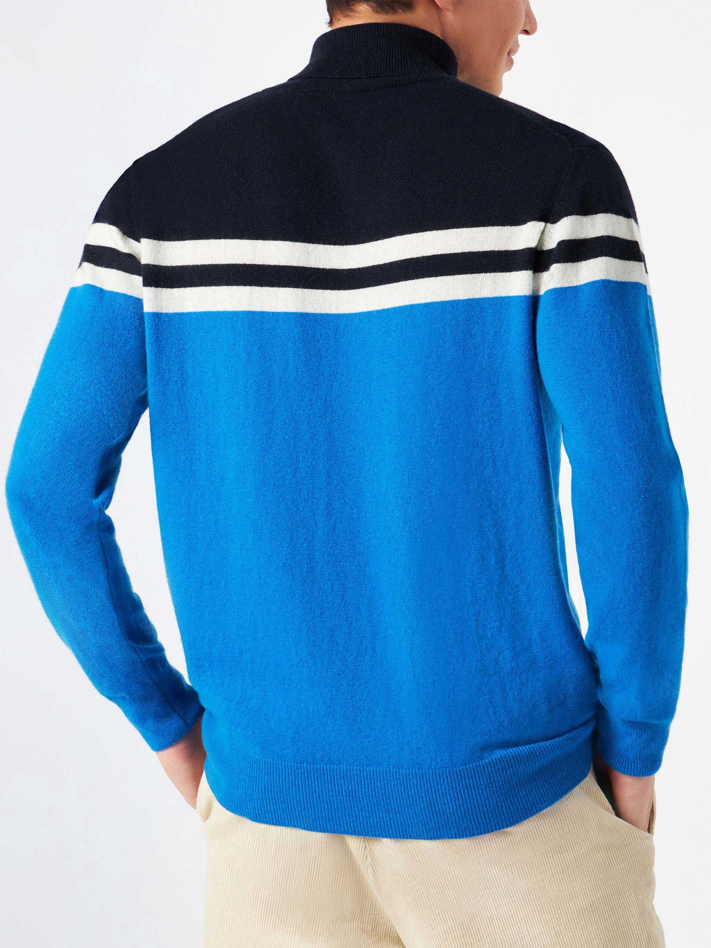 Turtleneck sweater in BLENDED CASHMERE with patch