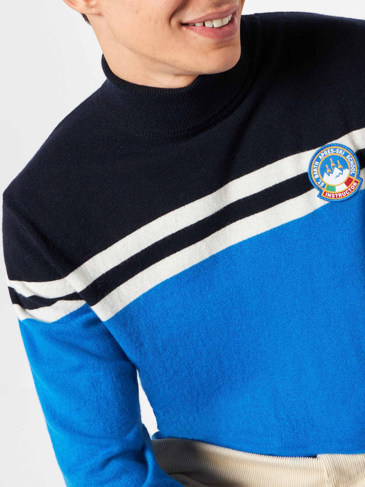 Maglione dolcevita in MISTO CASHMERE con patch