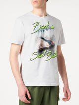 Man cotton t-shirt with Back in Saint Barth print