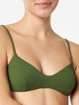 Bralette top a costine verde militare