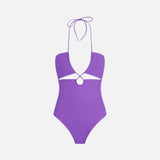 Purple cutout one piece swimsuit