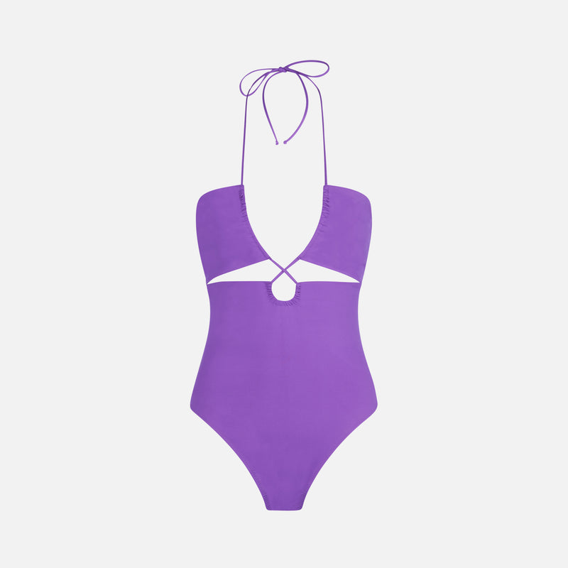 Costume da bagno intero cutout viola