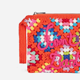 Parisienne orange crochet pouch bag with Saint Barth - MC2 Saint Barth