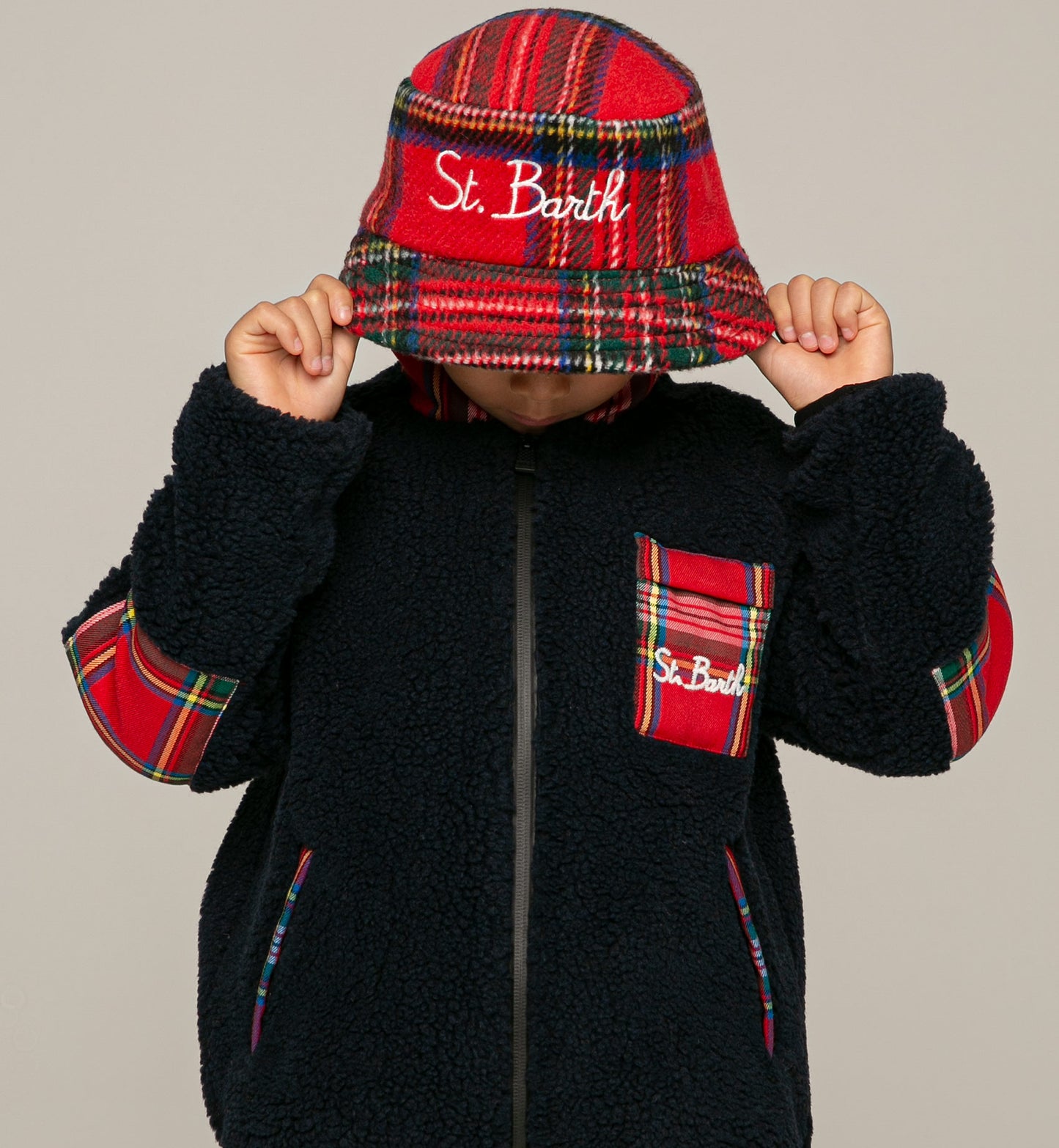 Kid sherpa jacket with pocket and St. Barth embroidery - MC2 Saint Barth