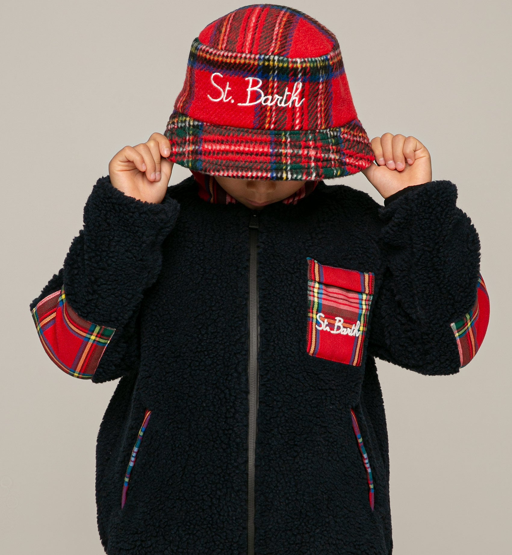 Kid sherpa jacket with pocket and St. Barth embroidery - MC2 Saint Barth