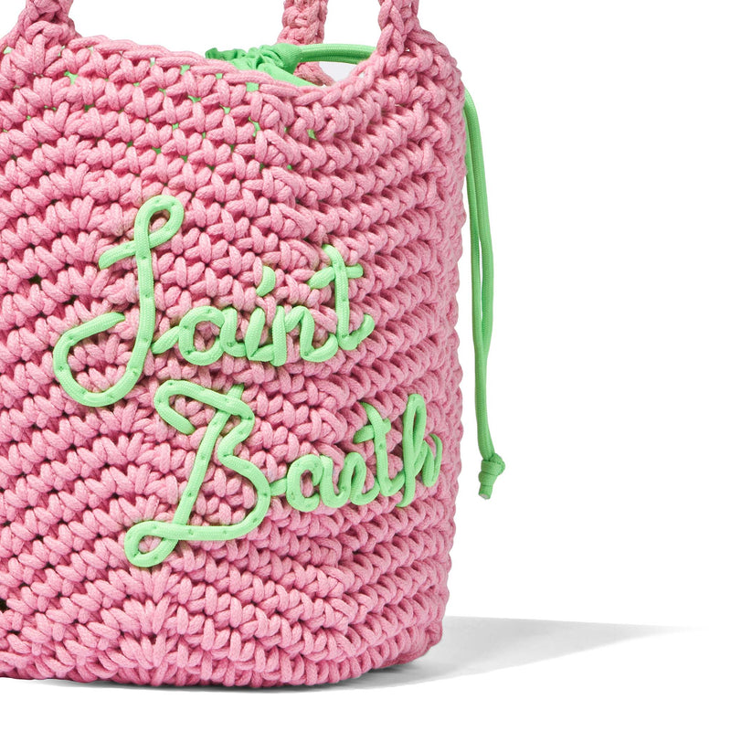 Rope pink crochet shoulder bag