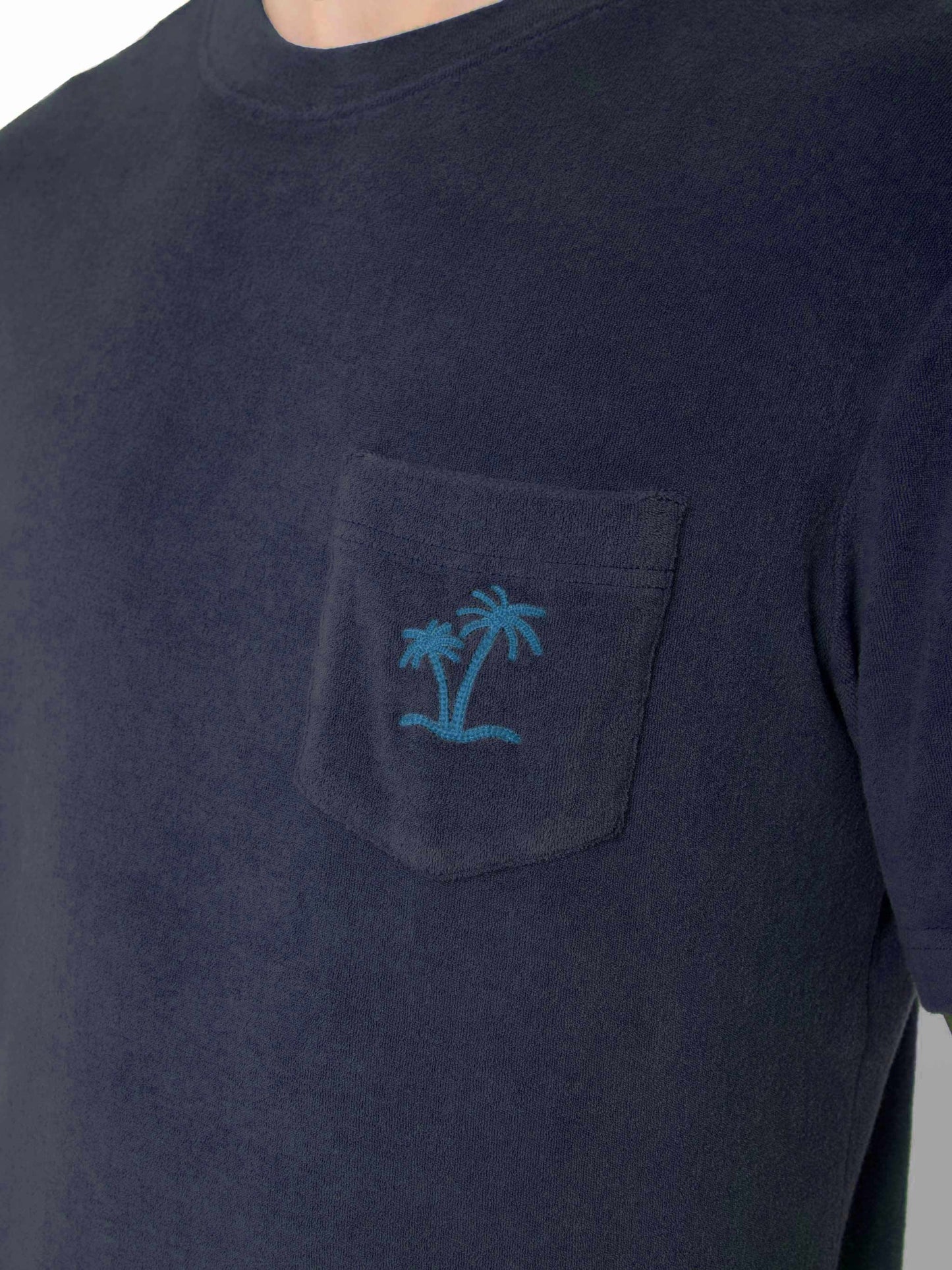 Man blue navy terry t-shirt with pocket - MC2 Saint Barth