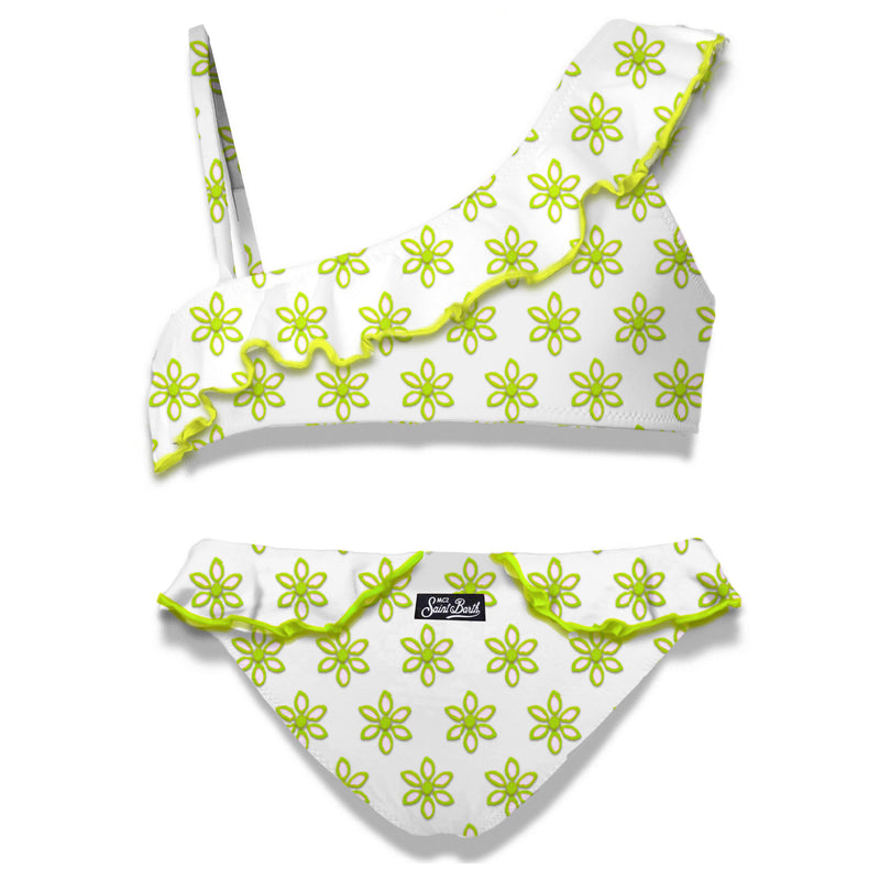 Bikini da bambina monospalla con volant