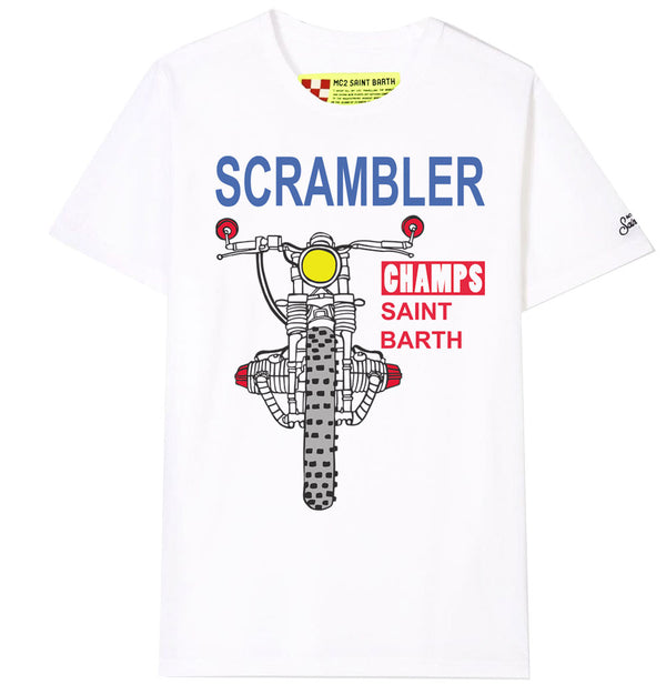 Weißes Scrambler-Baumwoll-T-Shirt