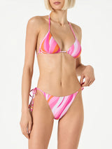 Bikini da donna a triangolo con stampa shape wave e charms