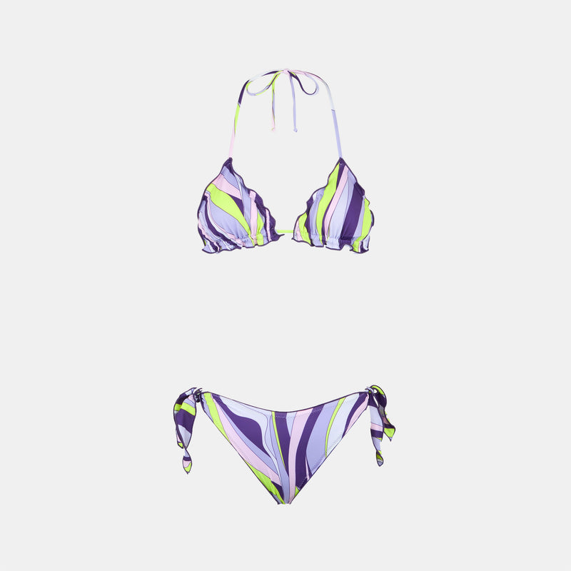 Damen-Triangel-Bikini mit Shape-Wave-Print