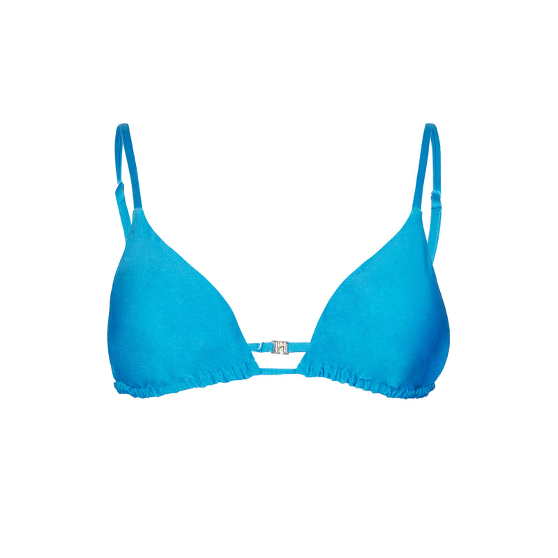 Top a triangolo bluette da donna