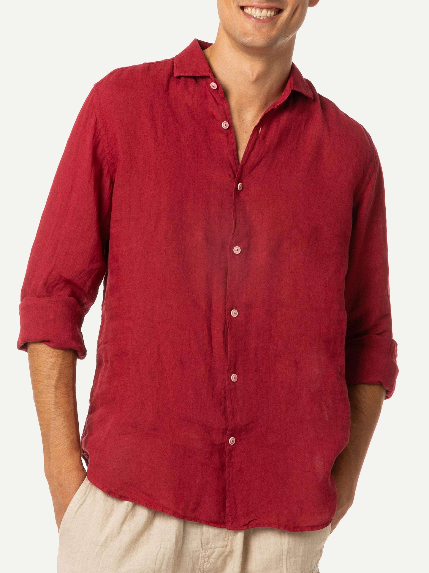 Man burgundy linen Pamplona shirt - MC2 Saint Barth