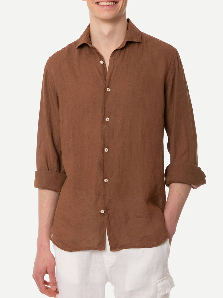 Man brown linen Pamplona shirt - MC2 Saint Barth
