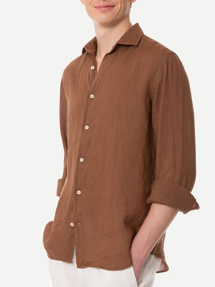 Man brown linen Pamplona shirt - MC2 Saint Barth