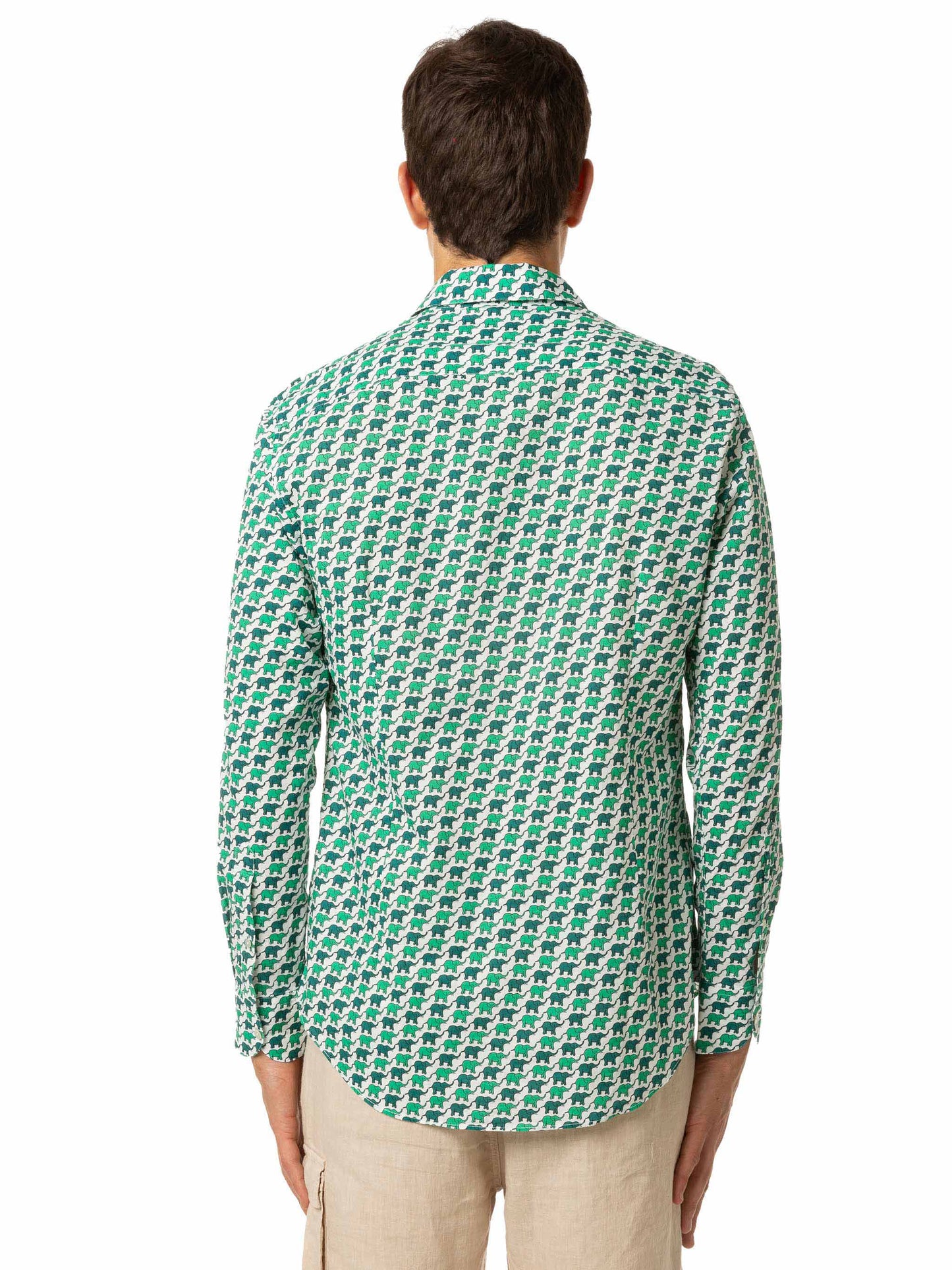 Man muslin cotton Sikelia shirt with elephant print - MC2 Saint Barth