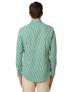 Man muslin cotton Sikelia shirt with elephant print - MC2 Saint Barth