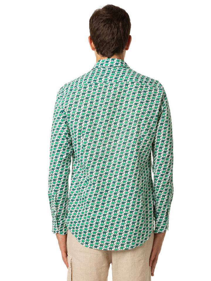 Man muslin cotton Sikelia shirt with elephant print - MC2 Saint Barth