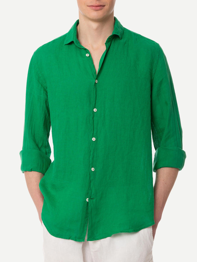 Mc2 Saint Barth Camicia da uomo Pamplona in lino verde